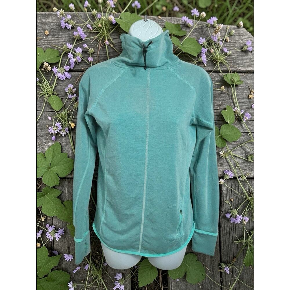 Nike Dri-Fit Pullover Top Sz XS Turquoise Funnel Neck Long-Sleeve Athletic Shirt